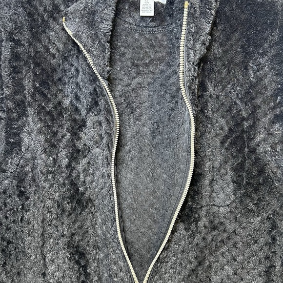 Calvin Klein Vest Womens‎ Large Black Fuzzy Front Zip Sleeveless Cozy Warm Nice - Picture 6 of 7